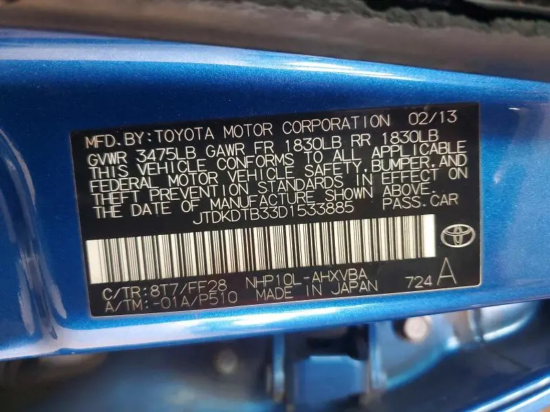 2013 TOYOTA PRIUS C TWO  