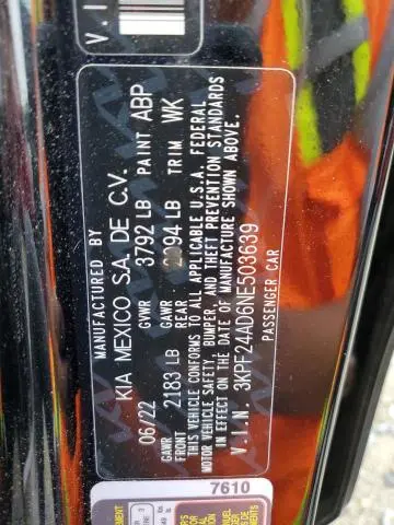 2022 KIA FORTE   