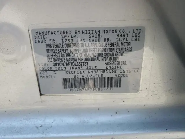 2013 NISSAN VERSA S  