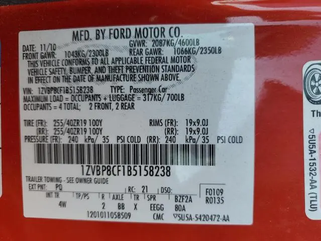 2011 FORD MUSTANG GT