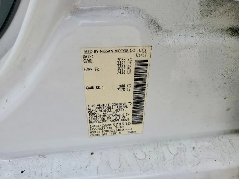 2022 NISSAN ALTIMA SR  