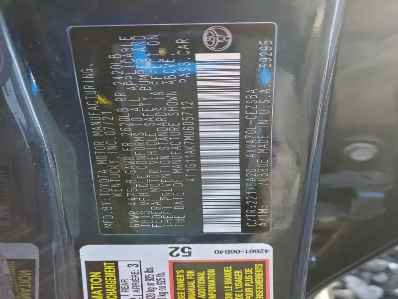 2021 TOYOTA CAMRY SE  