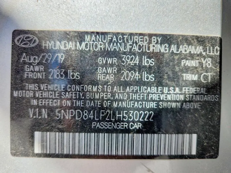 2020 HYUNDAI ELANTRA SEL  