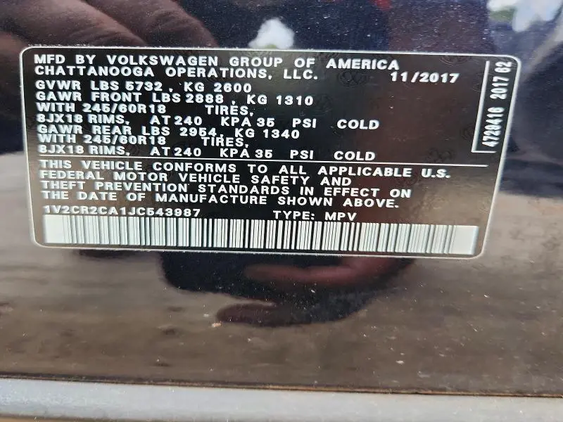 2018 VOLKSWAGEN ATLAS SE  