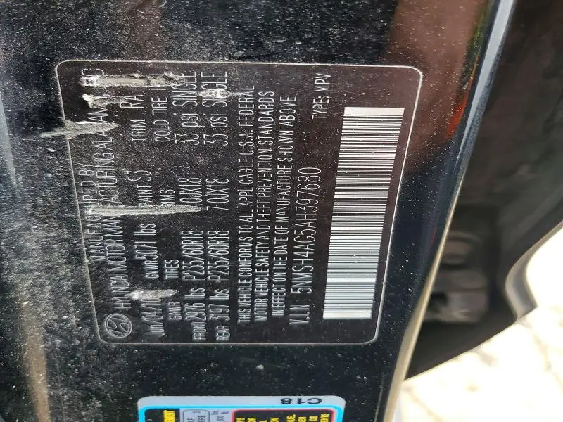 2010 HYUNDAI SANTA FE SE  