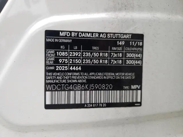 2019 MERCEDES-BENZ GLA 250 4MATIC  