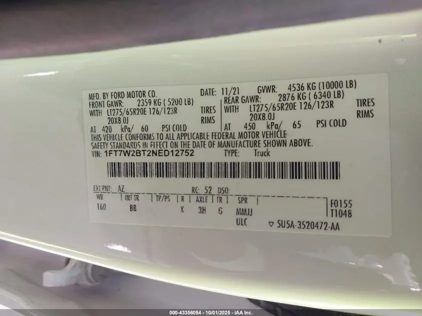 2022 FORD F-250 PLATINUM