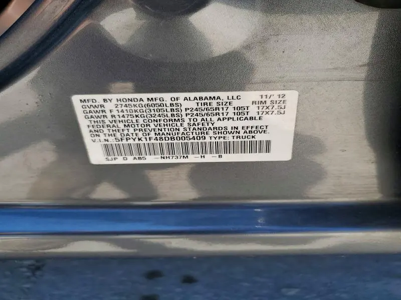 2013 HONDA RIDGELINE RTS  