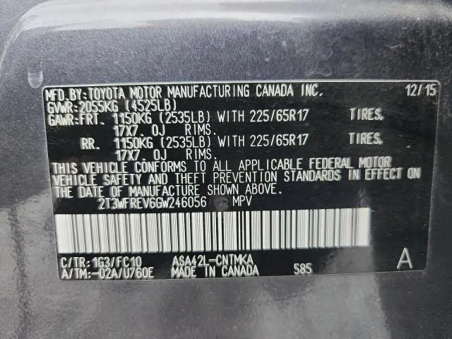 2016 TOYOTA RAV4 XLE  