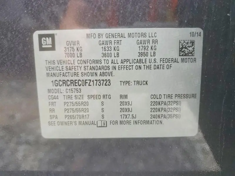 2015 CHEVROLET SILVERADO C1500 LT  