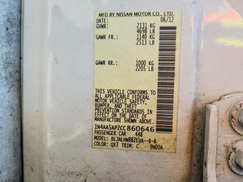 2012 NISSAN MAXIMA 3.5 S  