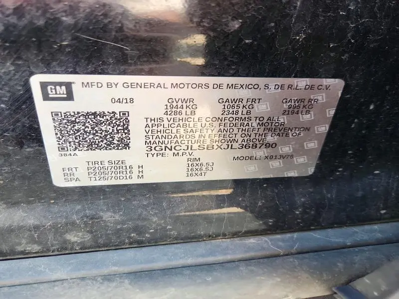 2018 CHEVROLET TRAX 1LT  