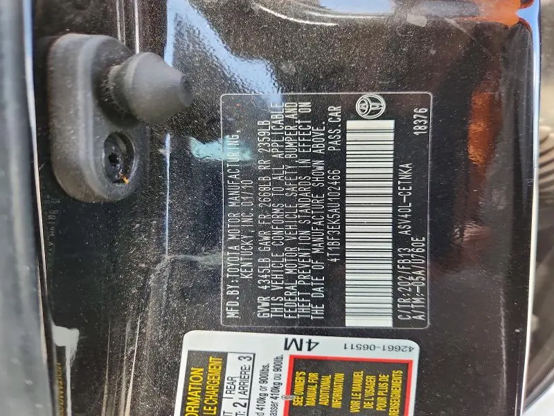 2010 TOYOTA CAMRY LE  