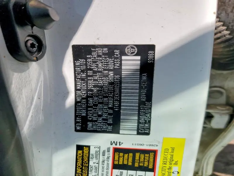 2010 TOYOTA CAMRY BASE  