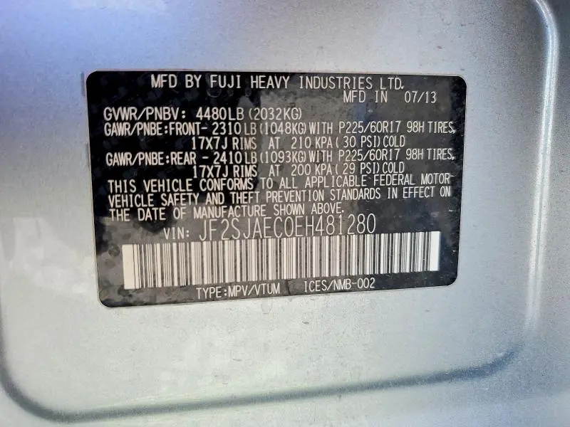 2014 SUBARU FORESTER 2.5I PREMIUM  