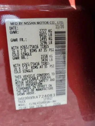 2020 NISSAN FRONTIER S  