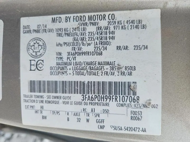 2015 FORD FUSION SE  