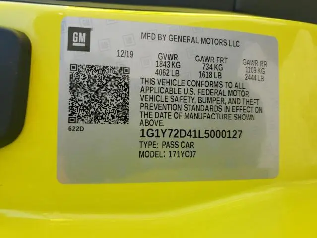 2020 CHEVROLET CORVETTE STINGRAY 2LT  