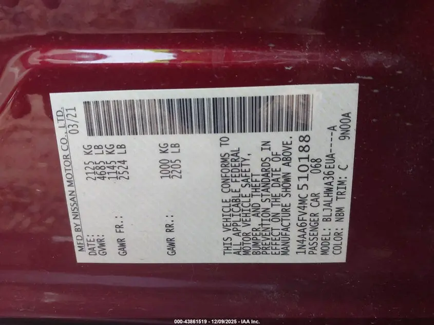 2021 NISSAN MAXIMA PLATINUM XTRONIC CVT