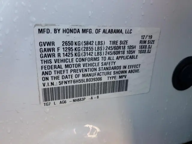 2020 HONDA PILOT EXL  