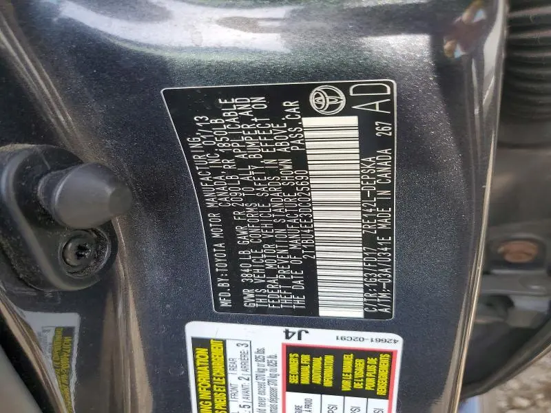 2013 TOYOTA COROLLA S  