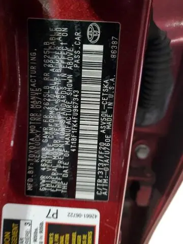 2015 TOYOTA CAMRY LE  