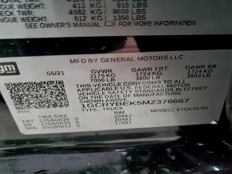 2021 CHEVROLET SILVERADO K1500 CUSTOM  