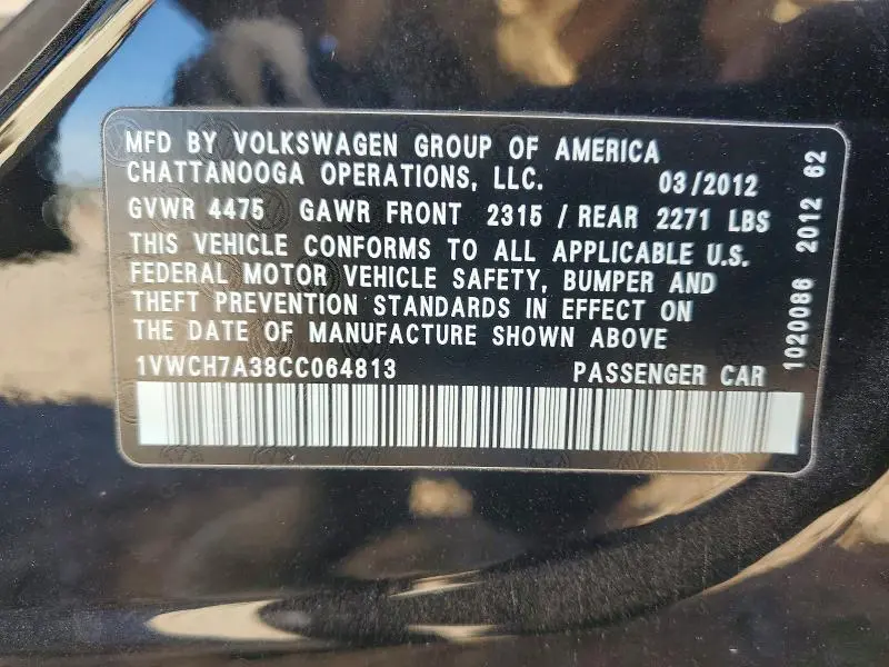 2012 VOLKSWAGEN PASSAT SEL  