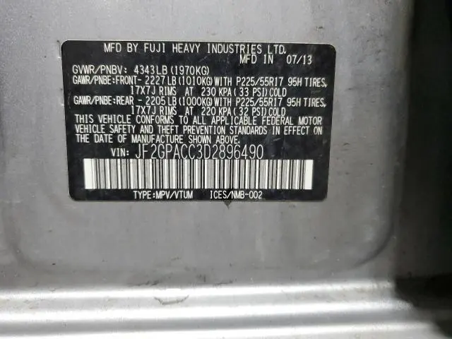 2013 SUBARU XV CROSSTREK 2.0 PREMIUM  