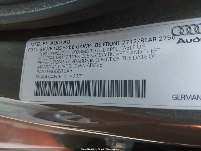 2012 AUDI A6 3.0T PREMIUM