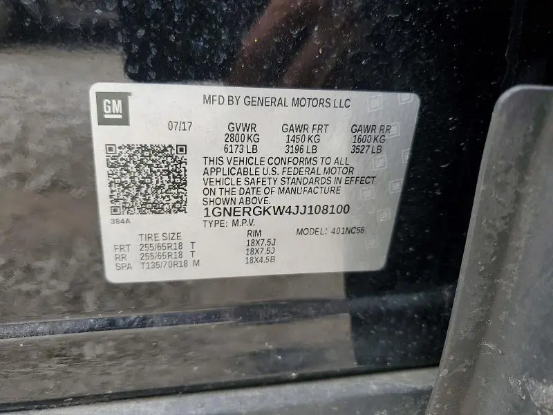 2018 CHEVROLET TRAVERSE LT  