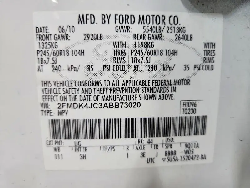 2010 FORD EDGE SEL  