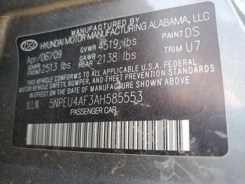 2010 HYUNDAI SONATA SE  