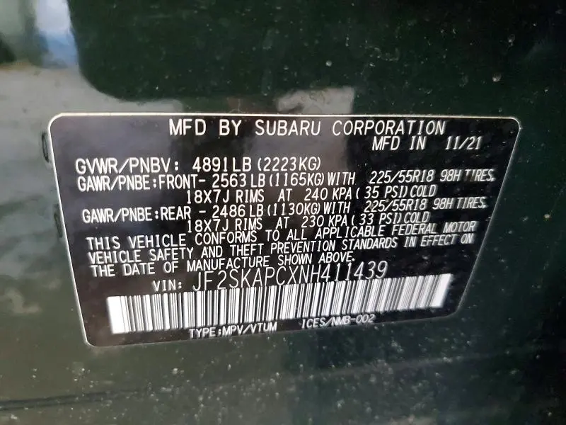 2022 SUBARU FORESTER LIMITED  
