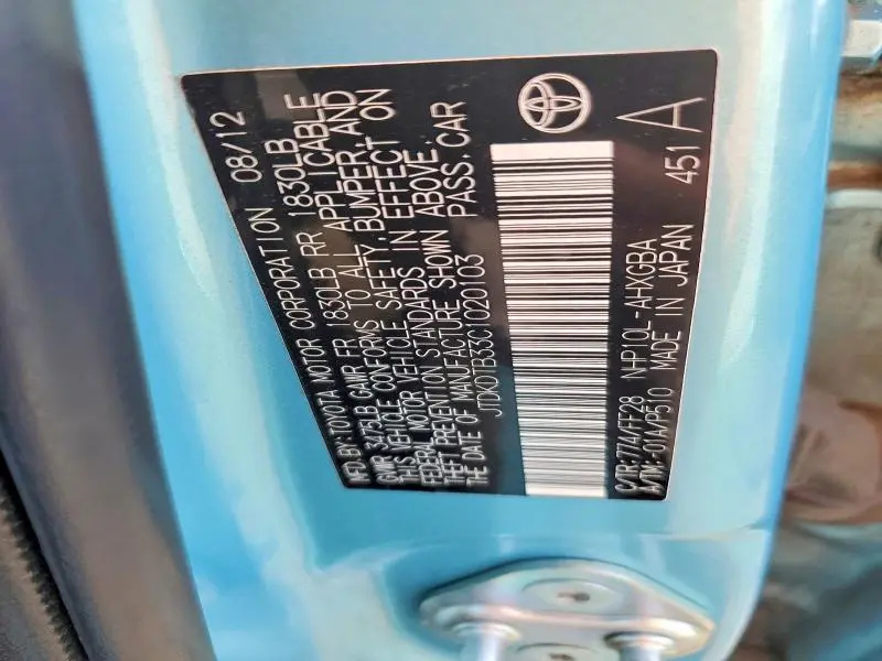 2012 TOYOTA PRIUS C THREE  