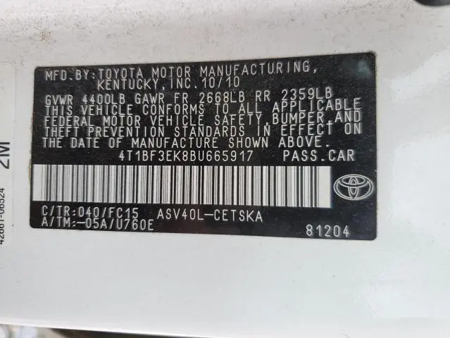 2011 TOYOTA CAMRY BASE  