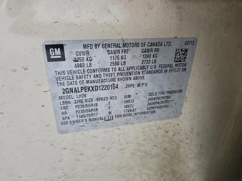 2013 CHEVROLET EQUINOX LT  