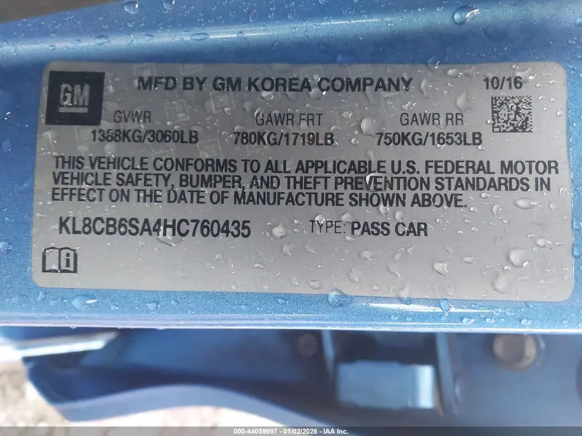 2017 CHEVROLET SPARK LS CVT