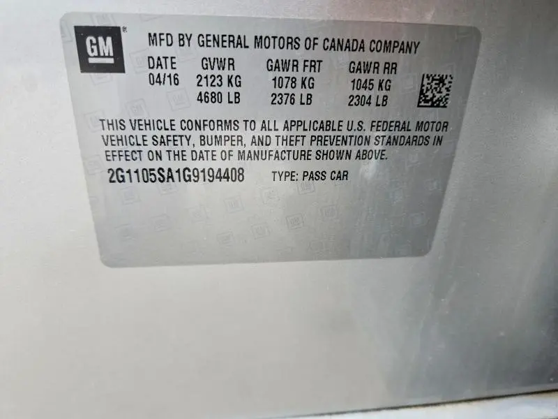2016 CHEVROLET IMPALA LT  