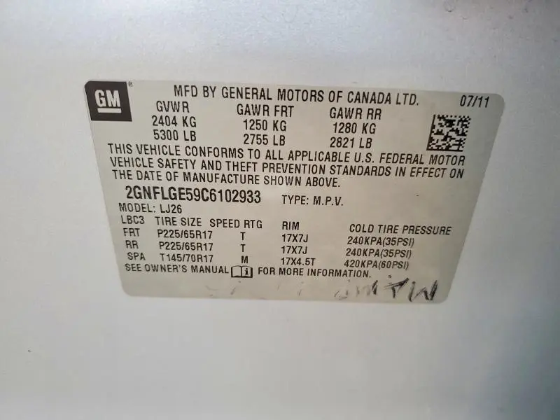 2012 CHEVROLET EQUINOX LTZ  