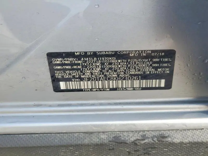 2019 SUBARU CROSSTREK PREMIUM  