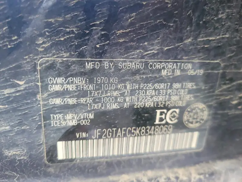 2019 SUBARU CROSSTREK PREMIUM  