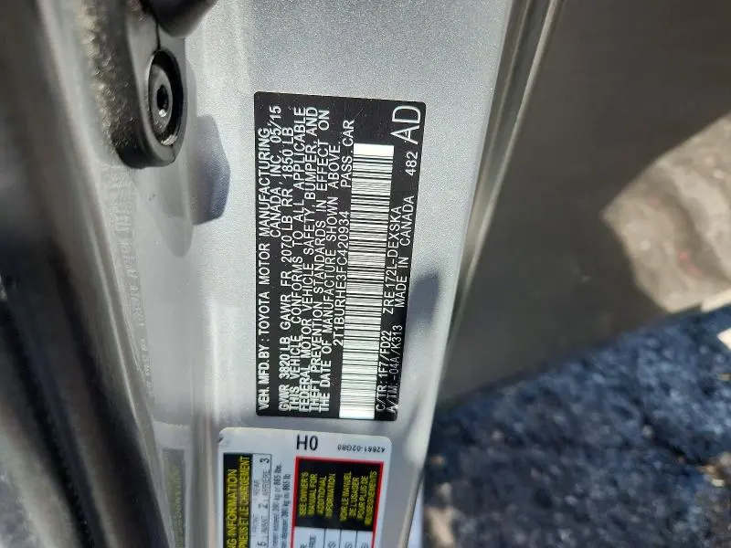 2015 TOYOTA COROLLA S PLUS  
