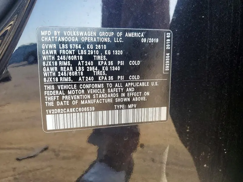 2019 VOLKSWAGEN ATLAS SE  