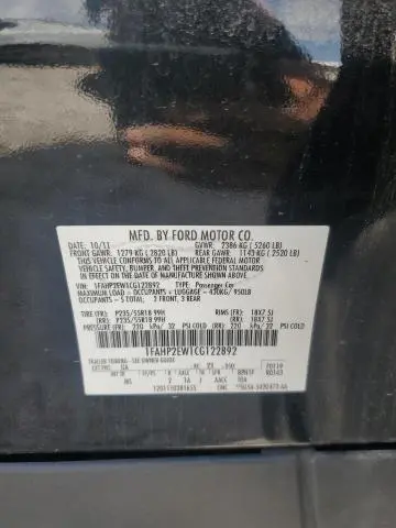 2012 FORD TAURUS SEL  