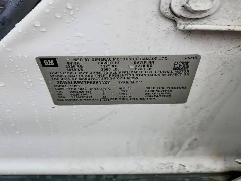 2015 CHEV EQUINOX LT  