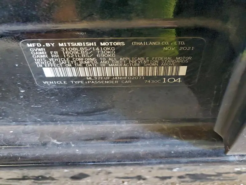 2022 MITSUBISHI MIRAGE G4 ES  