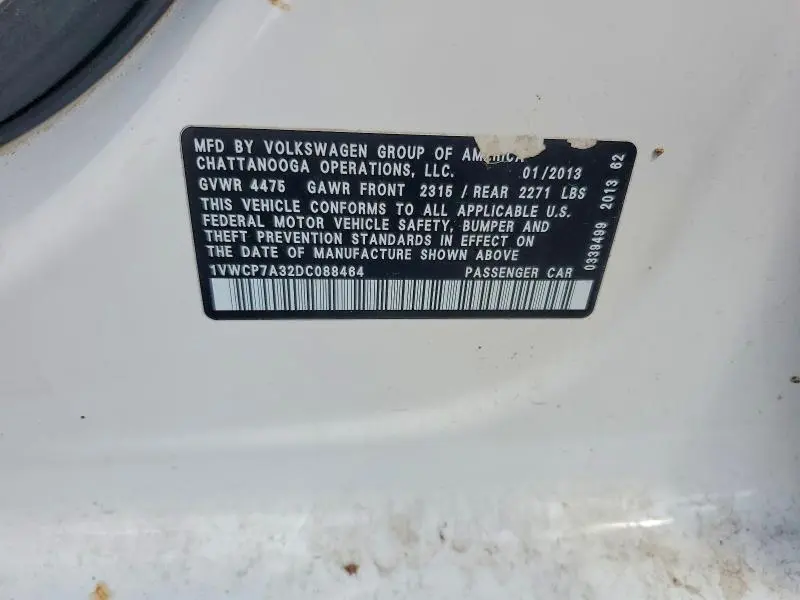 2013 VOLKSWAGEN PASSAT SEL  