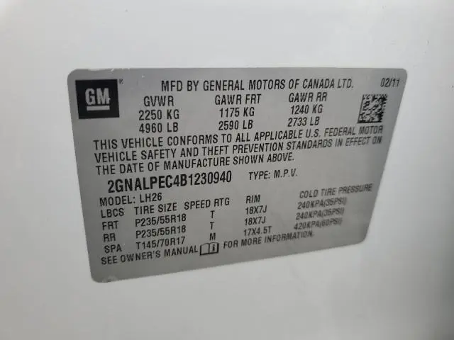 2011 CHEVROLET EQUINOX LT  