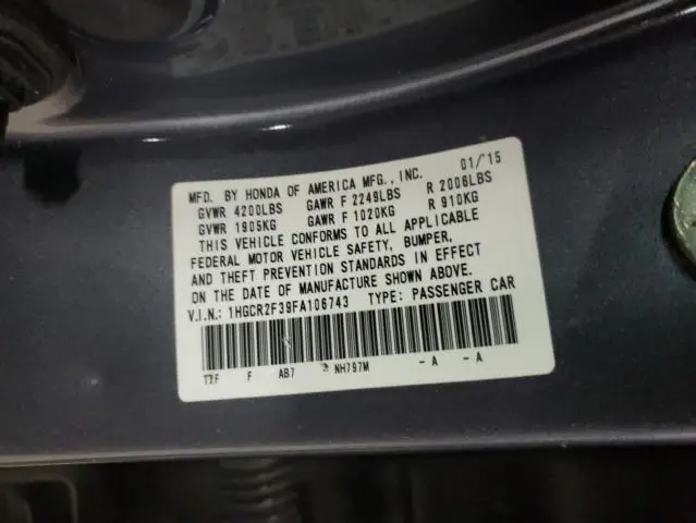 2015 HONDA ACCORD LX  